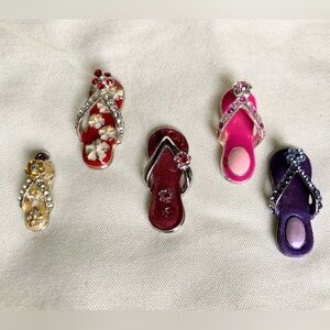 5 Bejeweled Flip Flop Charms, 2 Signed MC